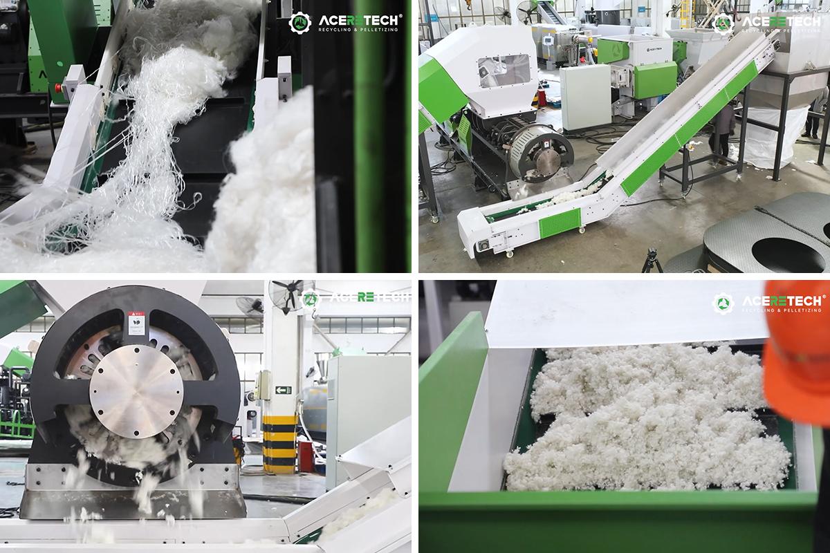 Industrial plastic shredder for high-tenacity nylon fiber waste