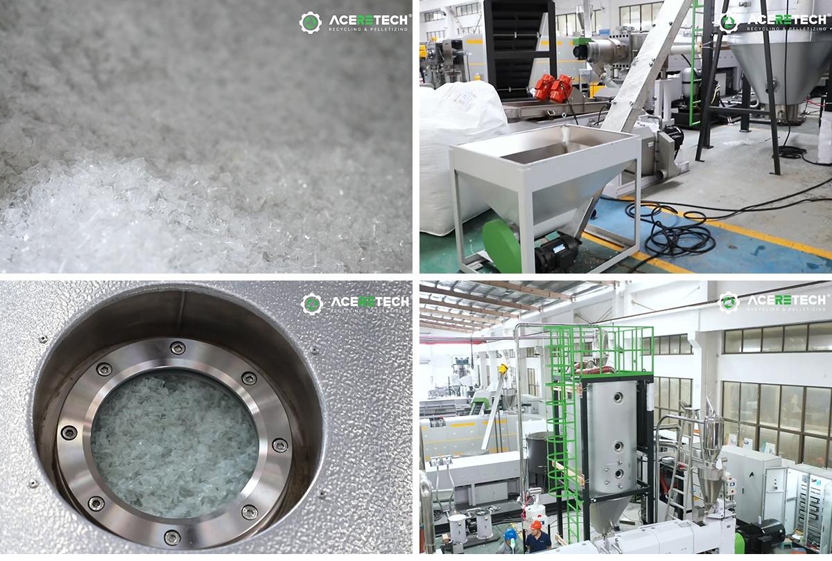 aceretech detailed image of the ACERETECH ASE single-screw PET bottle flake recycling and pelletizing machine