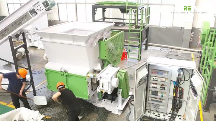 On-site photo of the rigid plastic shredder