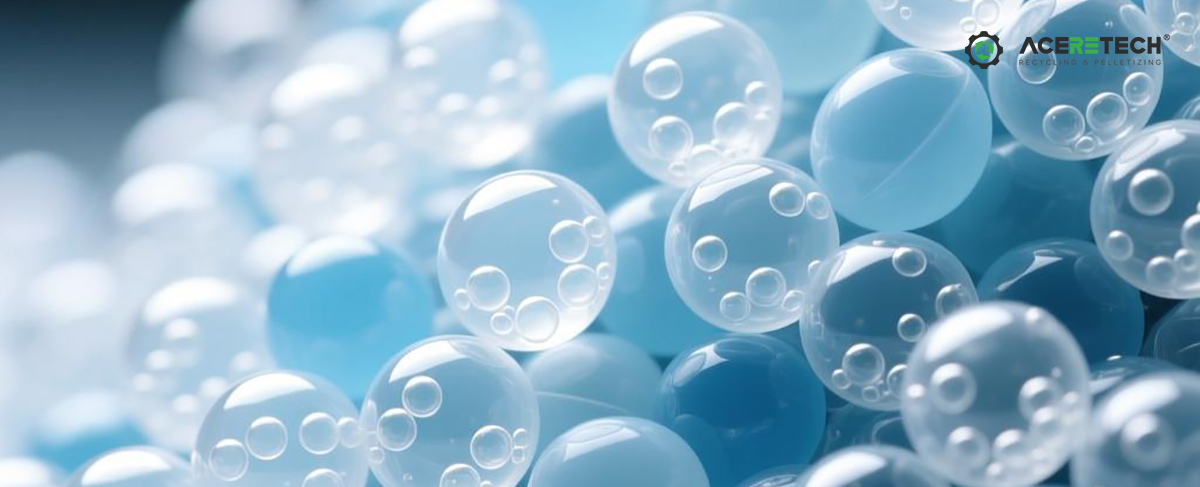 Image of plastic pellets containing bubbles