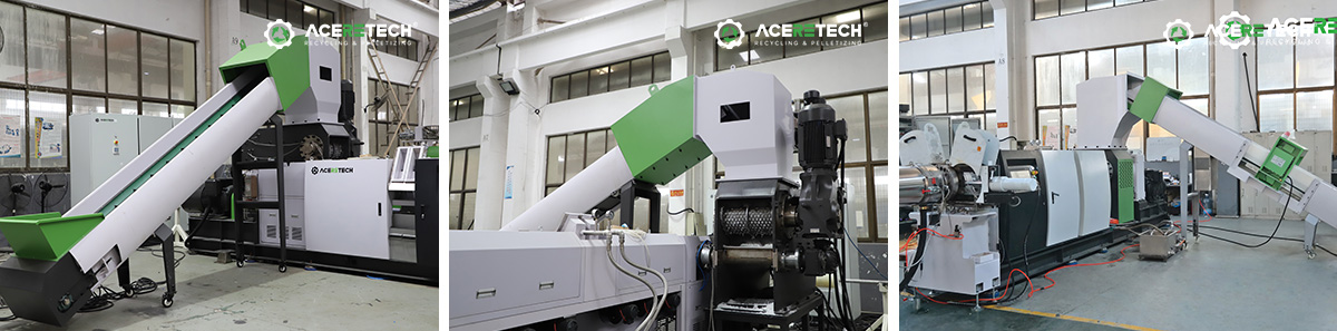 actual photos of the asp factory's recycling pelletizing workshop