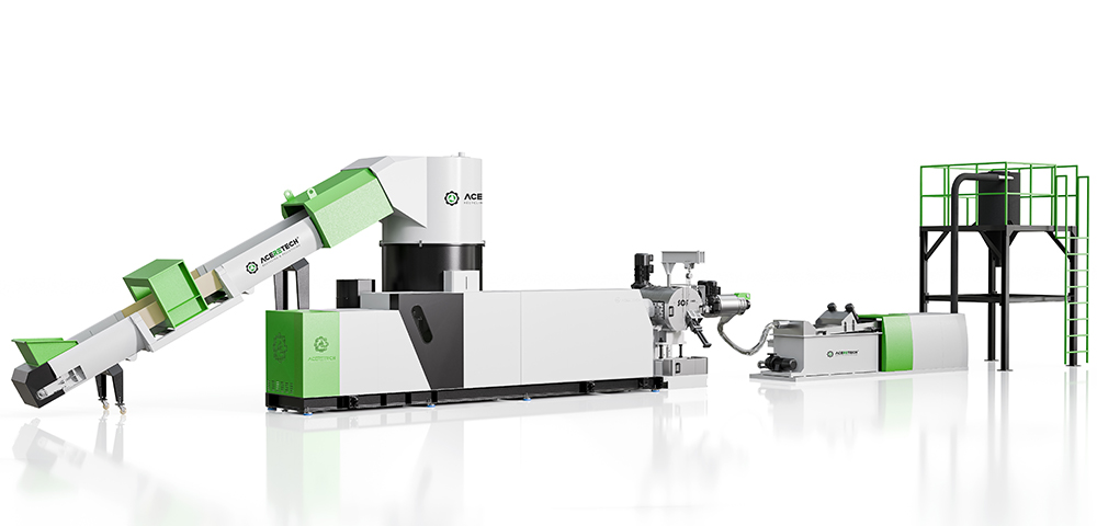 ACS-PRO Single Screw Plastic Recycling Pelletizing Machine with Double Filtration and Enhanced Degassing System