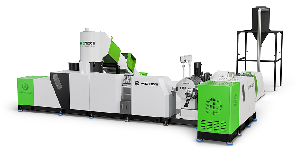 Sistema de reciclaje y granulación de plásticos ACSS con compactador-cortador de dos etapas